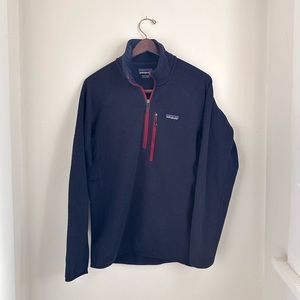 Patagonia Better Sweater Navy Blue/Red Pull Over 1/4 Zip Men’s Medium